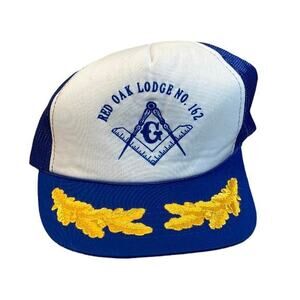 90s white and blue trucker